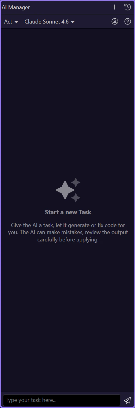Screenshot: Choose models from the context of the whole AI Manager workflow