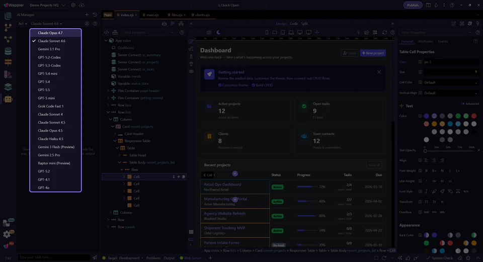 Screenshot: With the dropdown open, inspect the live models available from this provider