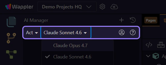 Screenshot: Pick the model that fits the current slice, then keep reviewing in Wappler
