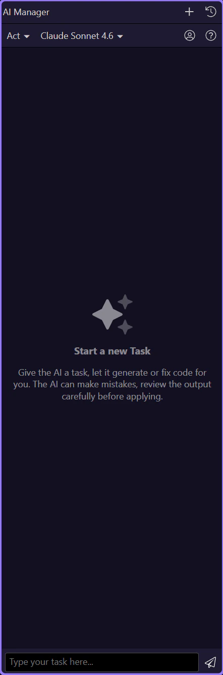 Screenshot: Start with the whole AI Manager, then work from the current task surface