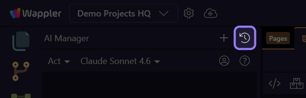 Screenshot: History opens previous task threads for reuse and review