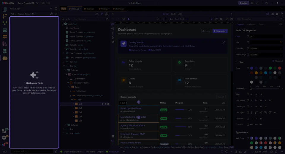 Screenshot: Each task card represents one reusable thread