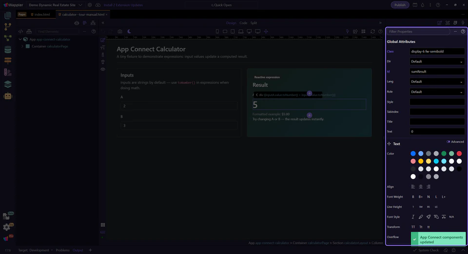 Screenshot: Orient yourself in Properties panel