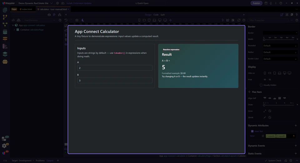 Screenshot: Change A and B