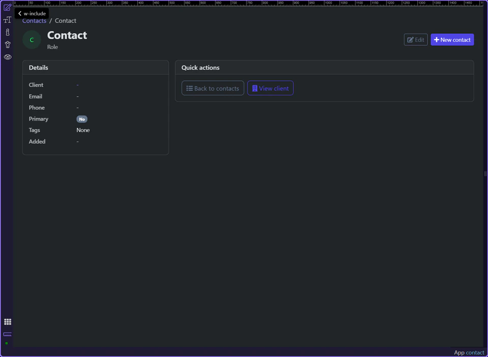 Screenshot: The detail page resolves the route value into one contact record