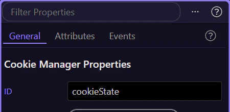 Screenshot: Add the component and declare the test key