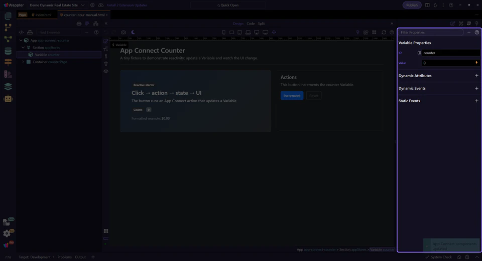 Screenshot: Orient yourself in Properties panel