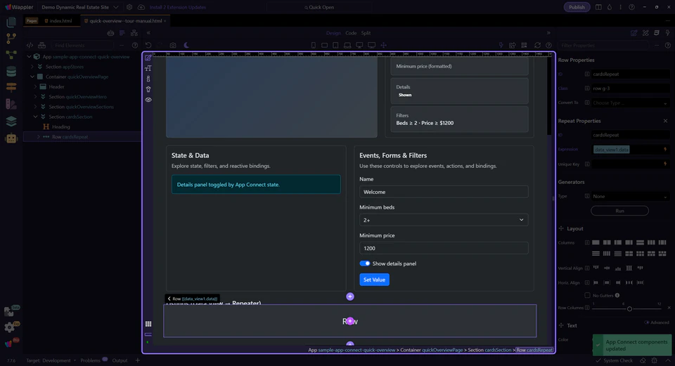 Screenshot: Bound element (auto-selected)