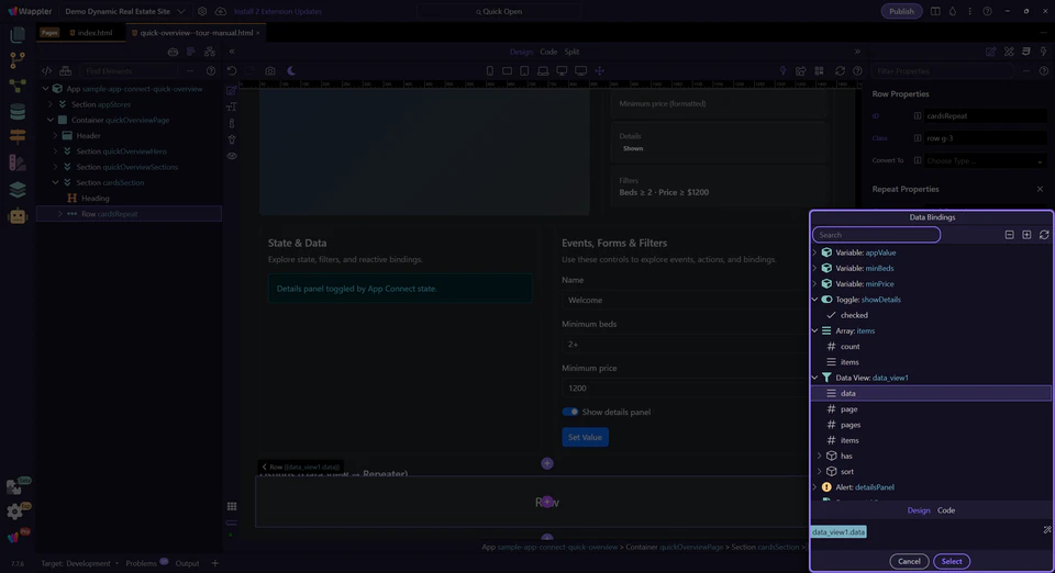 Screenshot: Picker popup
