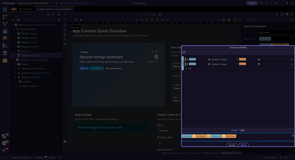 Screenshot: Preview expression