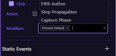 Screenshot: Modifiers (Click)