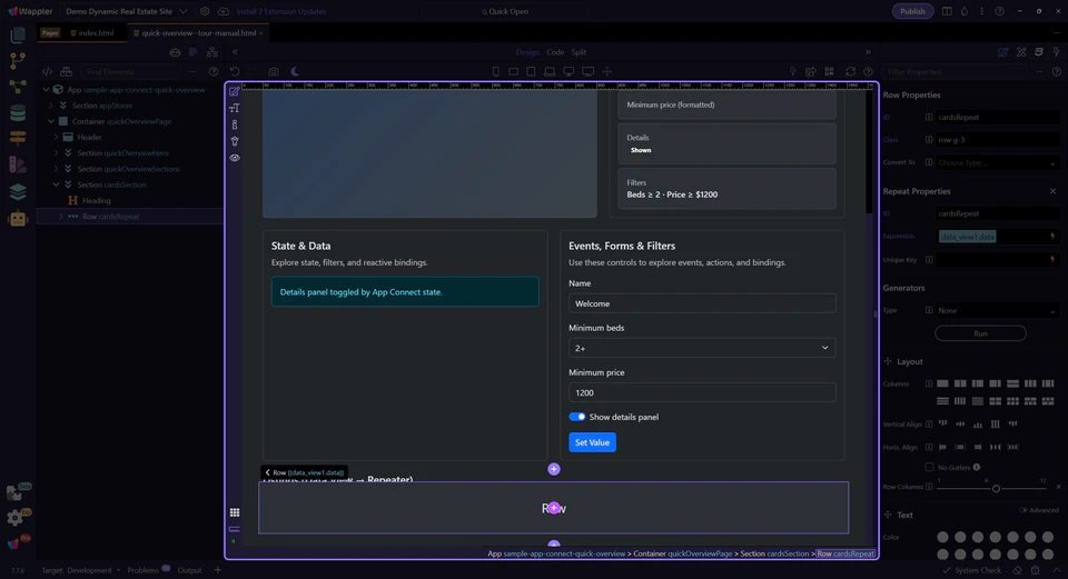 Screenshot: Bound element (auto-selected)