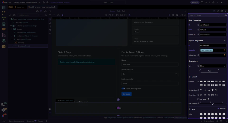 Screenshot: Orient yourself in Properties panel