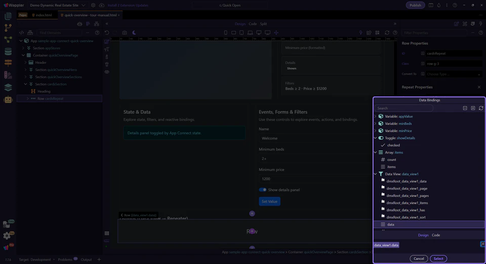Screenshot: Data Formatter opened