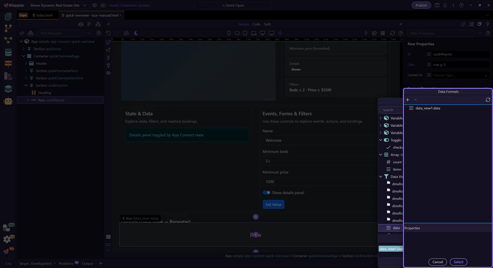 Screenshot: Formatter chain tree