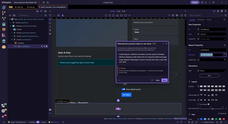 Screenshot: Filtering best practices (when to use what)