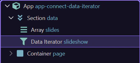 Screenshot: Data Iterator selection