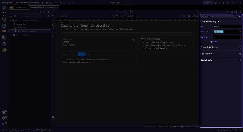 Screenshot: Orient yourself in Properties panel