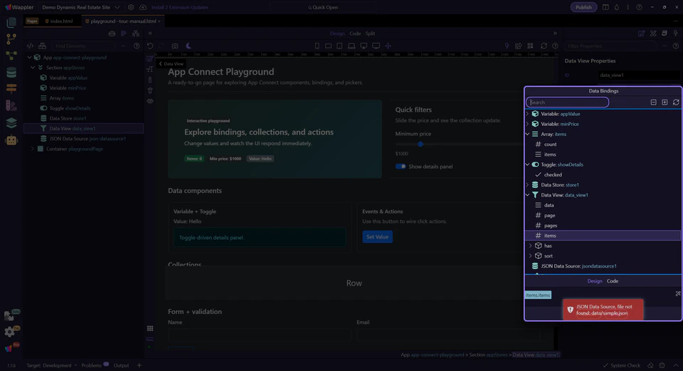 Screenshot: Data hierarchy tree