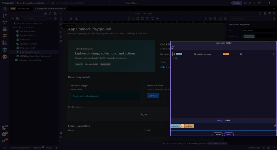 Screenshot: Expression preview