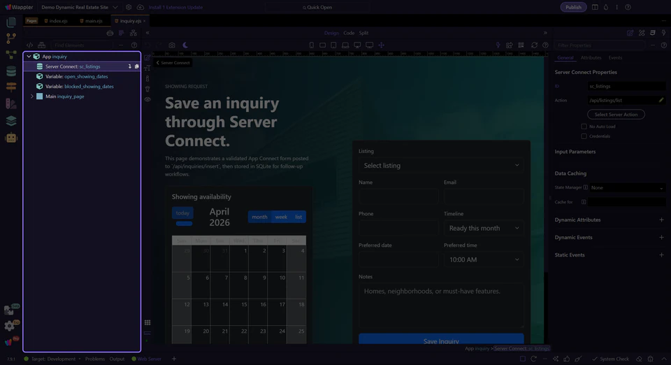 Screenshot: Listings source for the picker