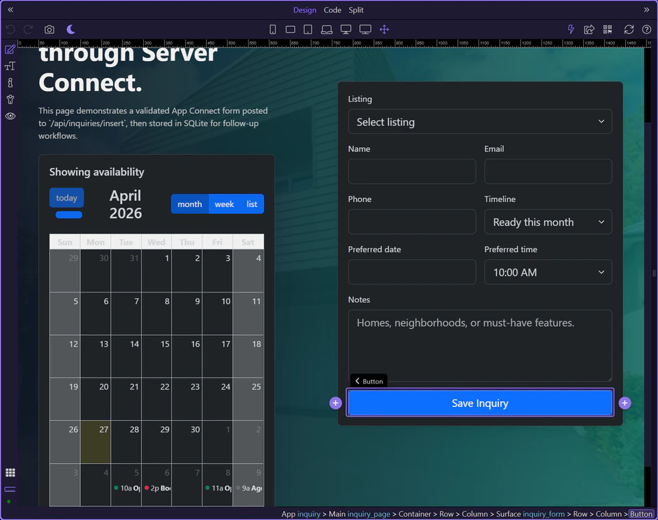 Screenshot: Submit button and feedback state