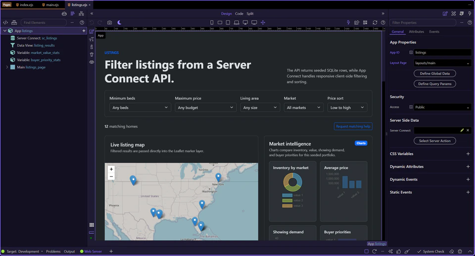 Screenshot: Listings editor is ready