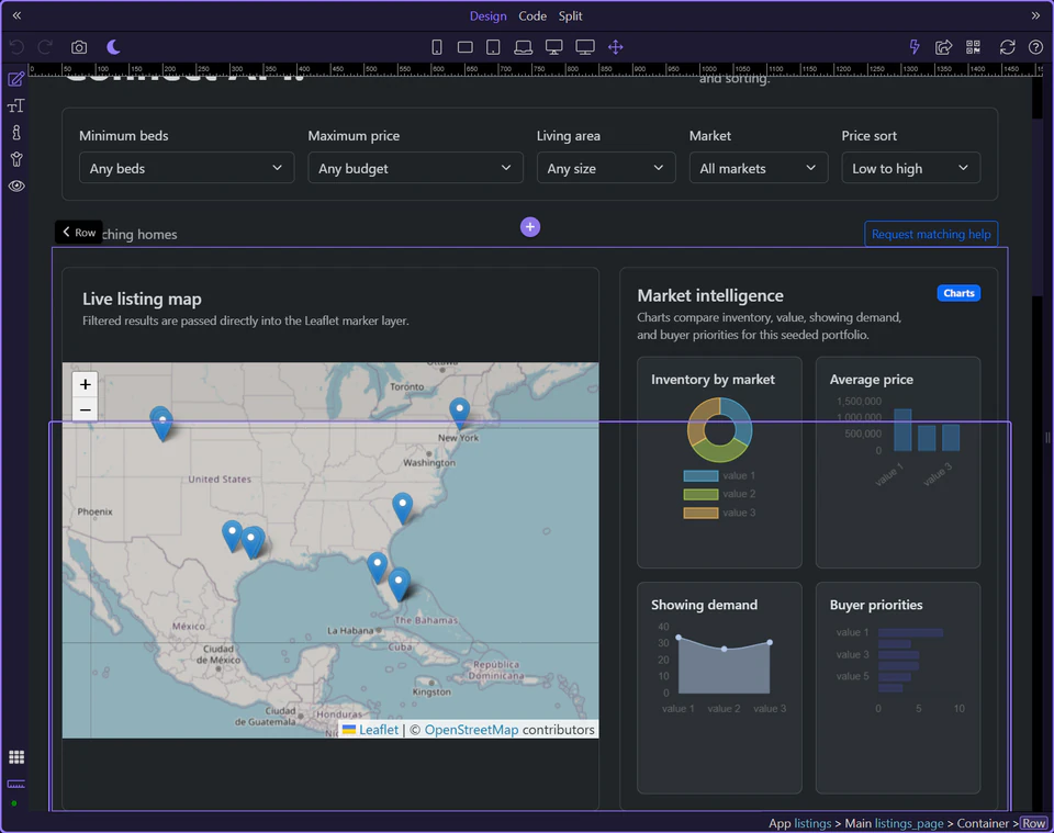 Screenshot: Insights and charts