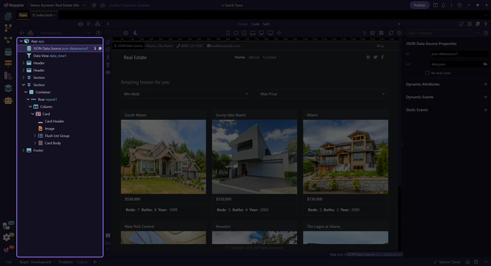 Screenshot: JSON data source
