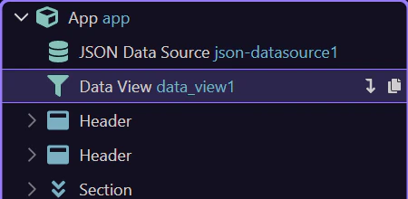 Screenshot: Data View component