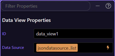 Screenshot: Data View source field