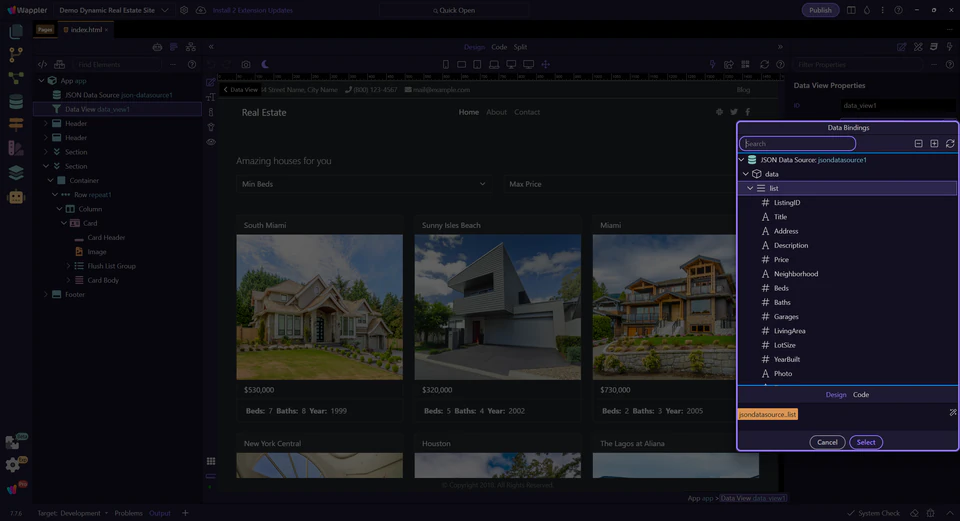 Screenshot: Data hierarchy tree