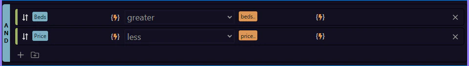 Screenshot: AND / OR groups