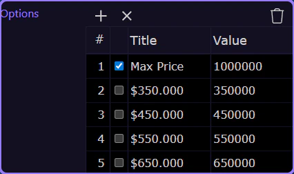 Screenshot: Explore the Price properties