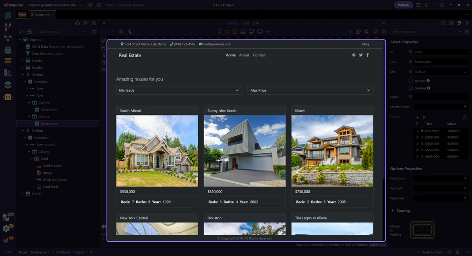 Screenshot: Min Beds dropdown
