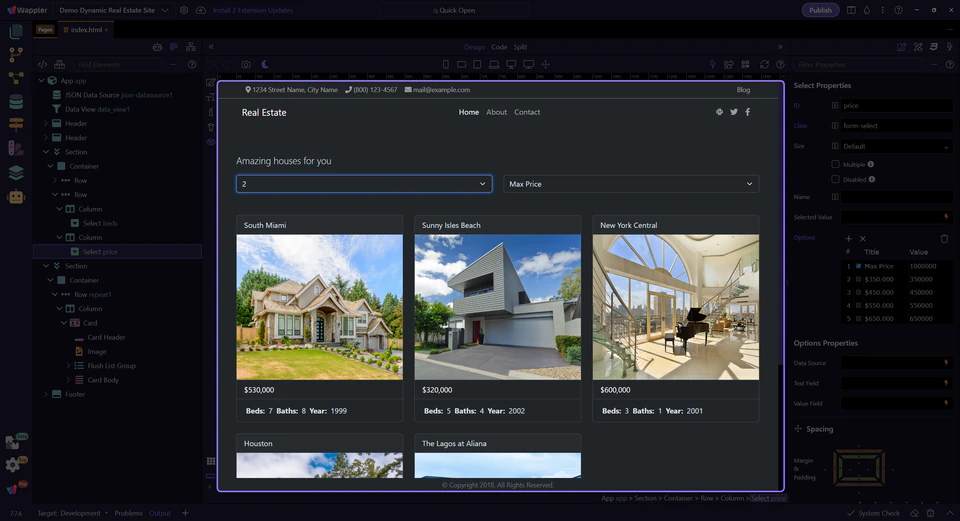 Screenshot: Max Price dropdown