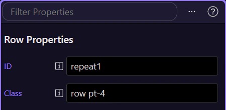 Screenshot: Explore the repeat properties