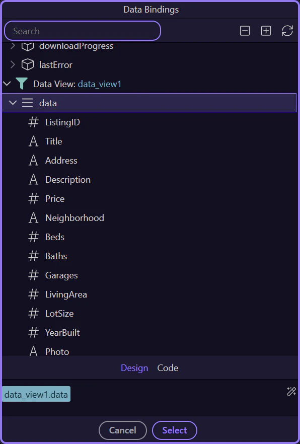 Screenshot: Data Picker (repeat source)