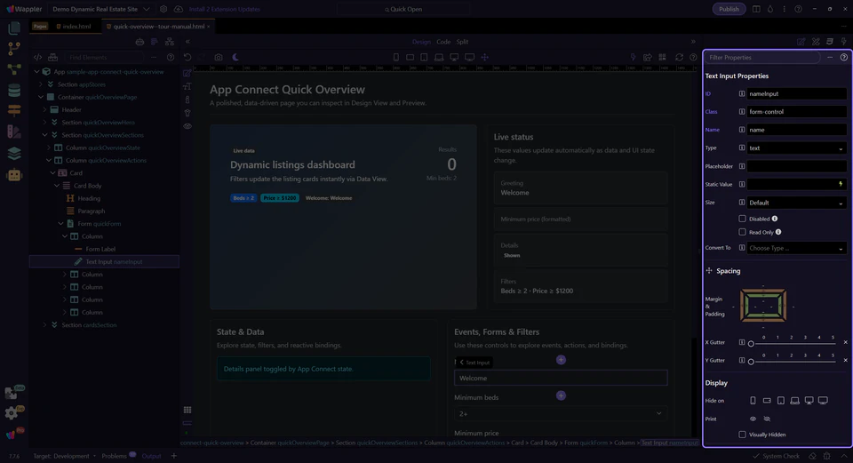 Screenshot: Orient yourself in Properties panel