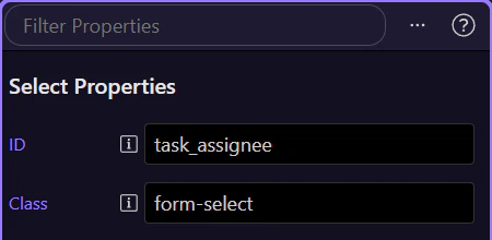 Screenshot: The option list is generated from the contacts dataset