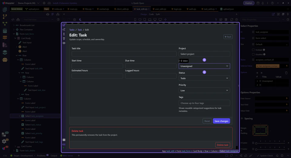 Screenshot: Unassigned is an explicit empty-state decision