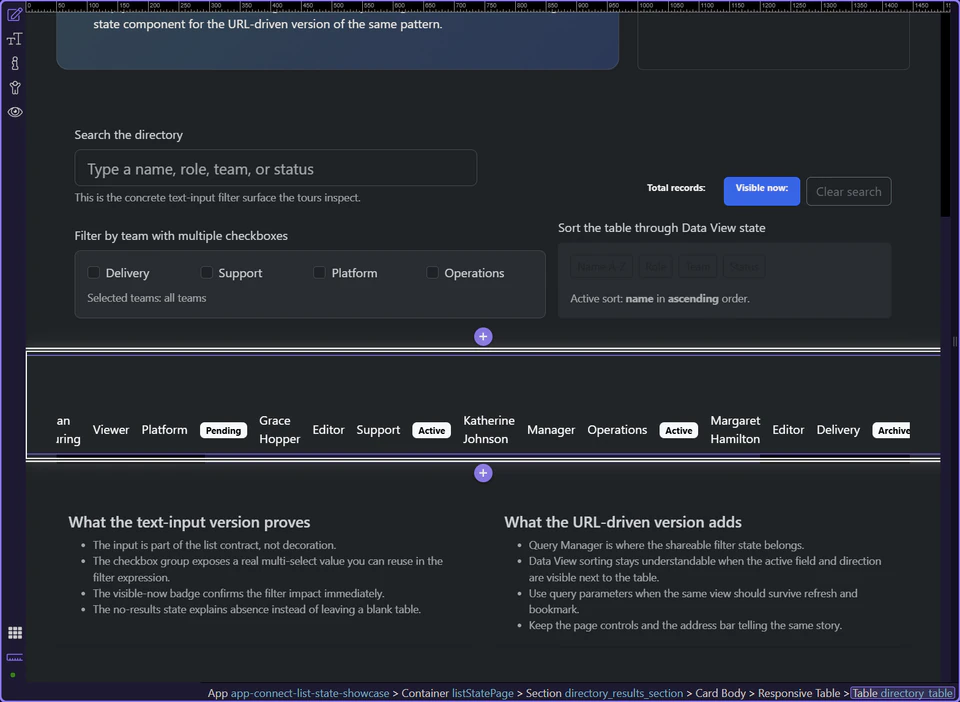 Screenshot: The table should show the active sort state, not just react to it