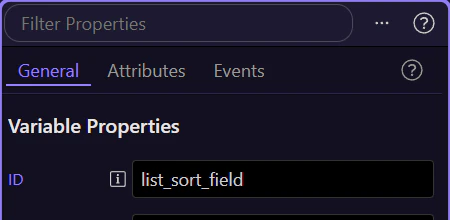 Screenshot: Named sort values keep the table wiring readable