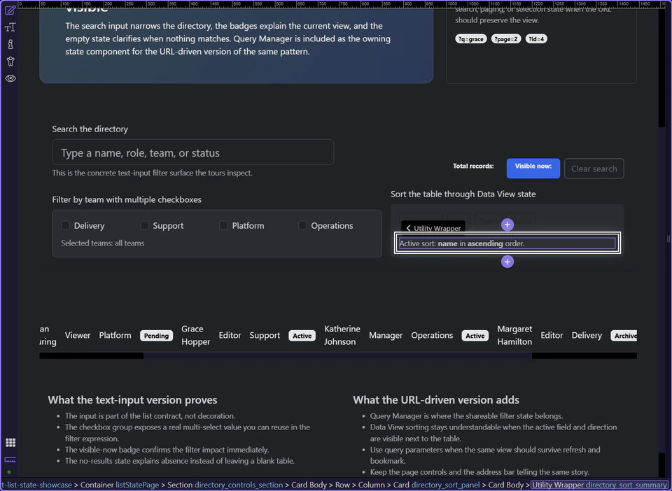 Screenshot: Visible feedback keeps the current order understandable after every change