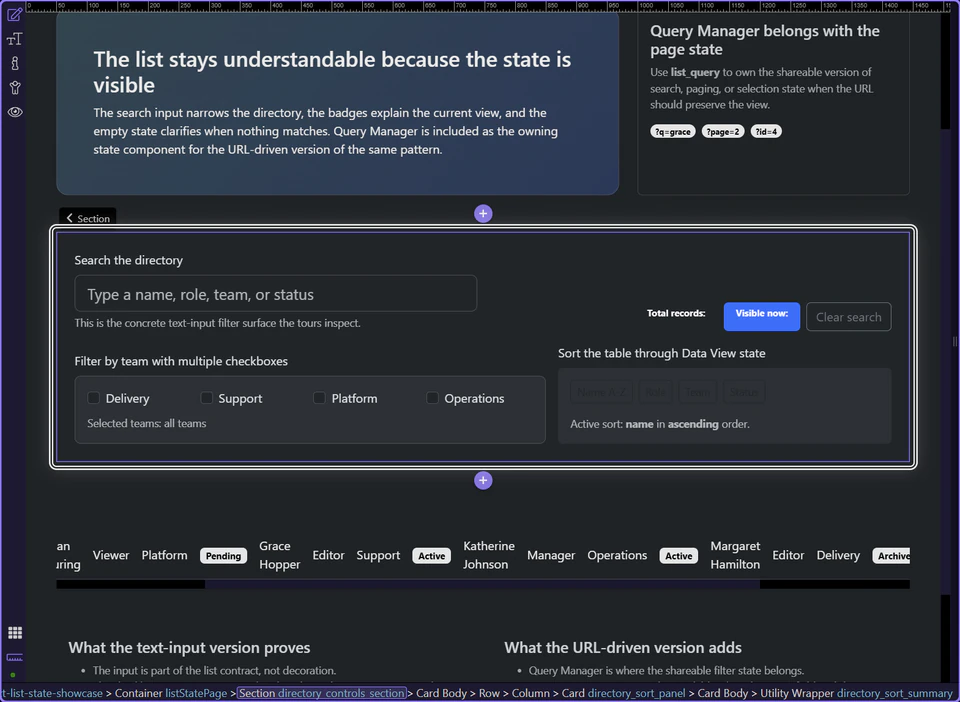 Screenshot: Sorting should cooperate with filtering and counts on the same page
