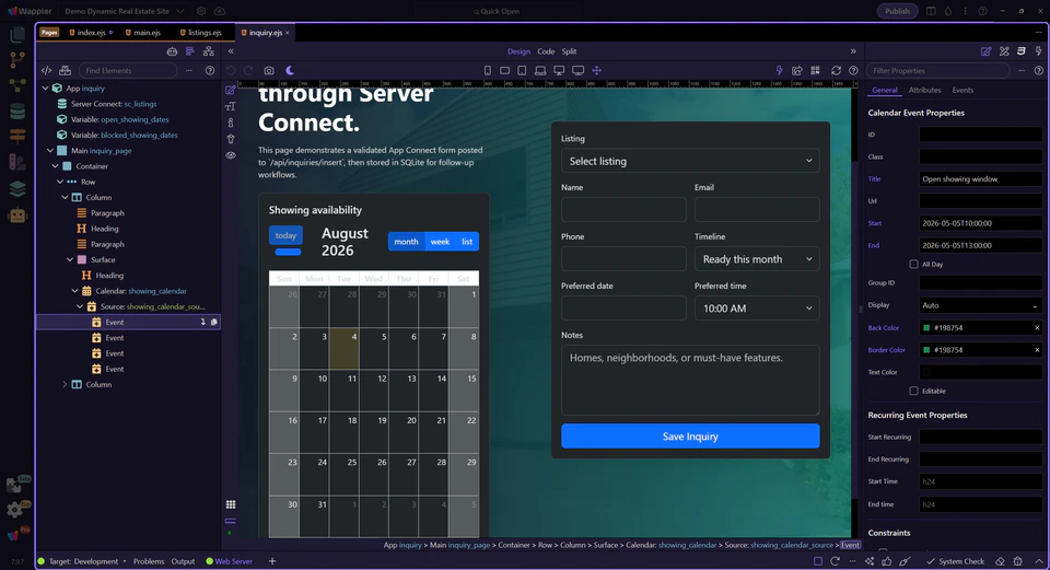 Screenshot: Inspect a complete event record