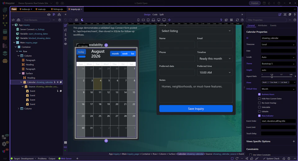 Screenshot: Review the calendar beside the workflow it supports