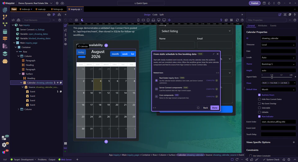 Screenshot: From static schedule to live booking data