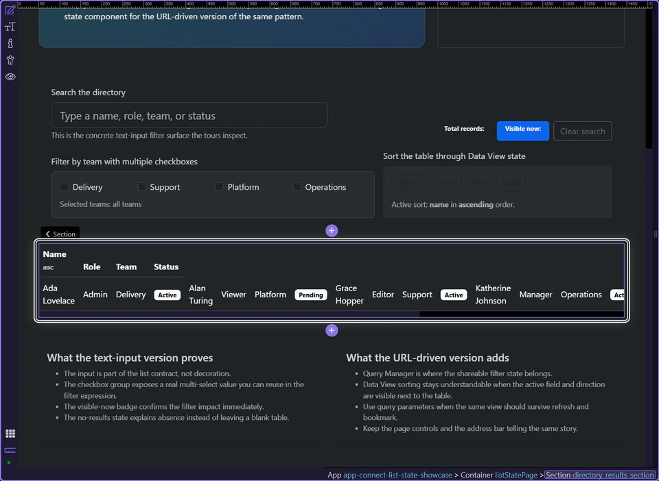 Screenshot: Continue into adjacent list-state patterns