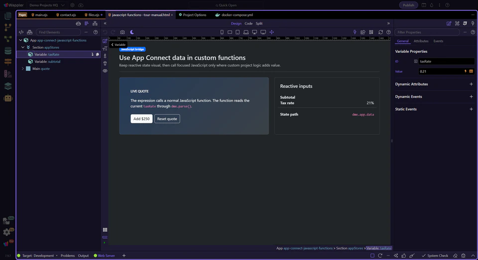 Screenshot: Keep the state visible and inspectable